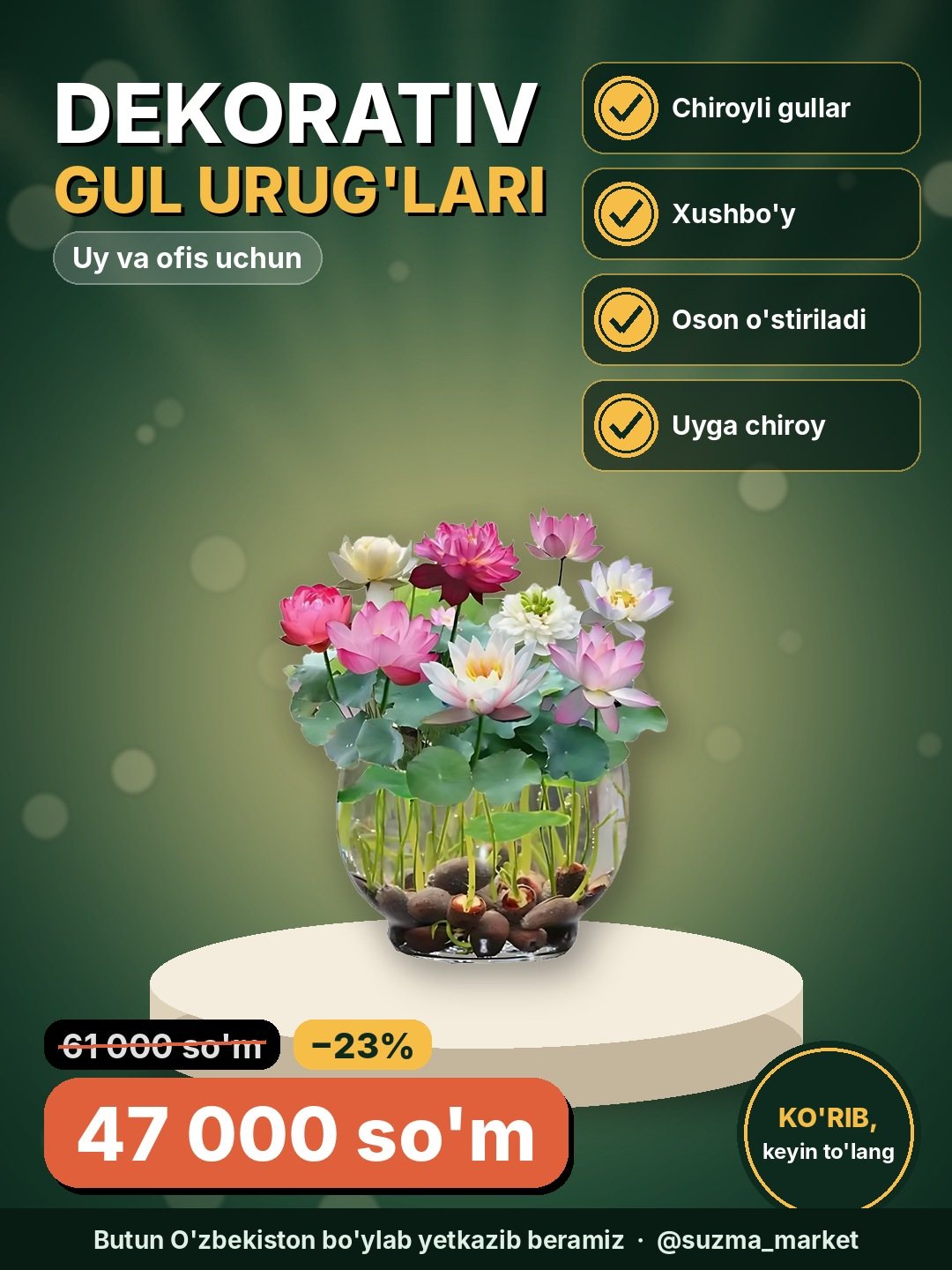 Uy va ofis uchun dekorativ gul urug'lari - chiroyli va xushbo'y