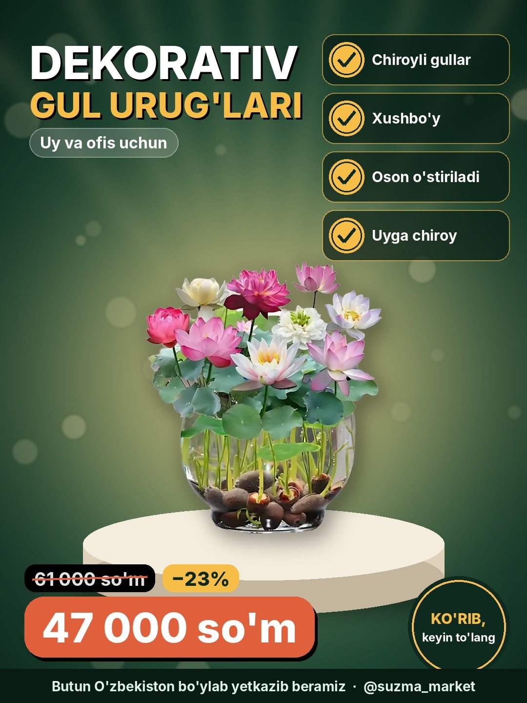 Uy va ofis uchun dekorativ gul urug'lari - chiroyli va xushbo'y