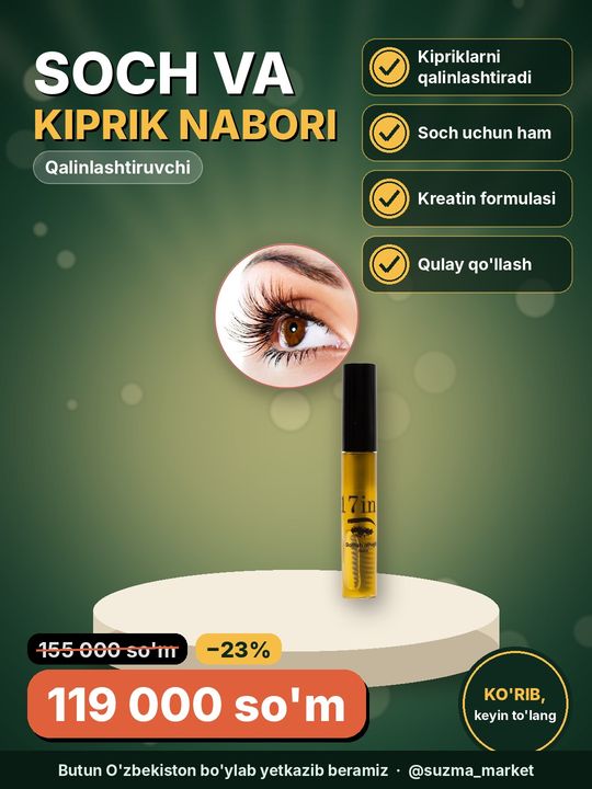 Soch va Kipriklar Uchun Innovatsion Nabor - Qalinlashtiruvchi Kreatin Formulasi