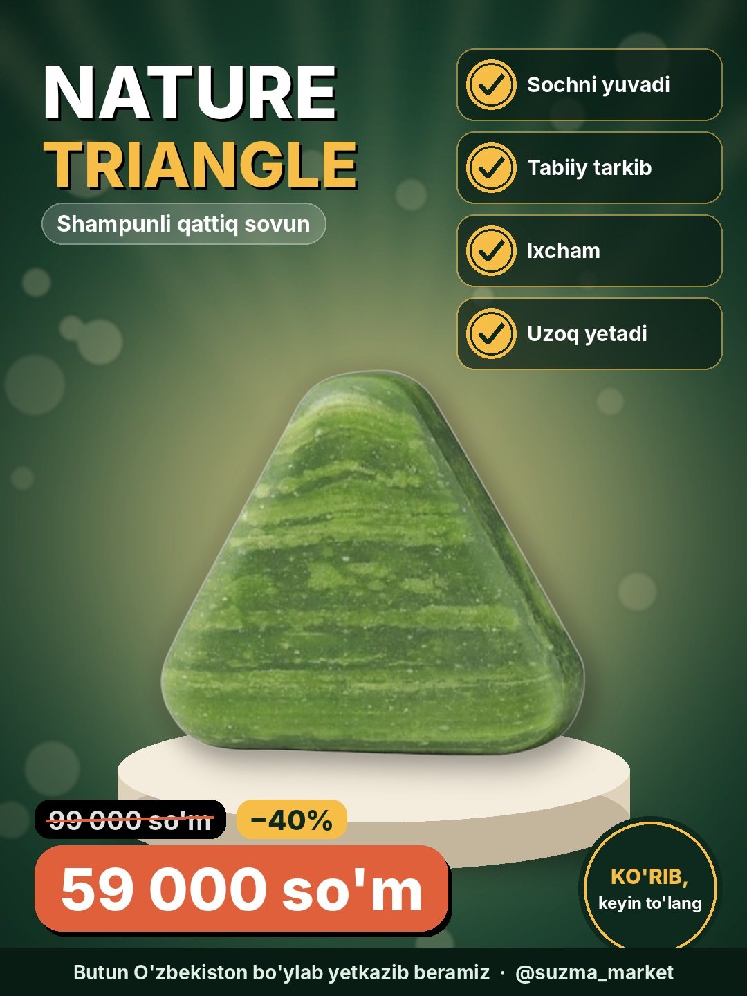 Nature Triangle shampunli qattiq sovun