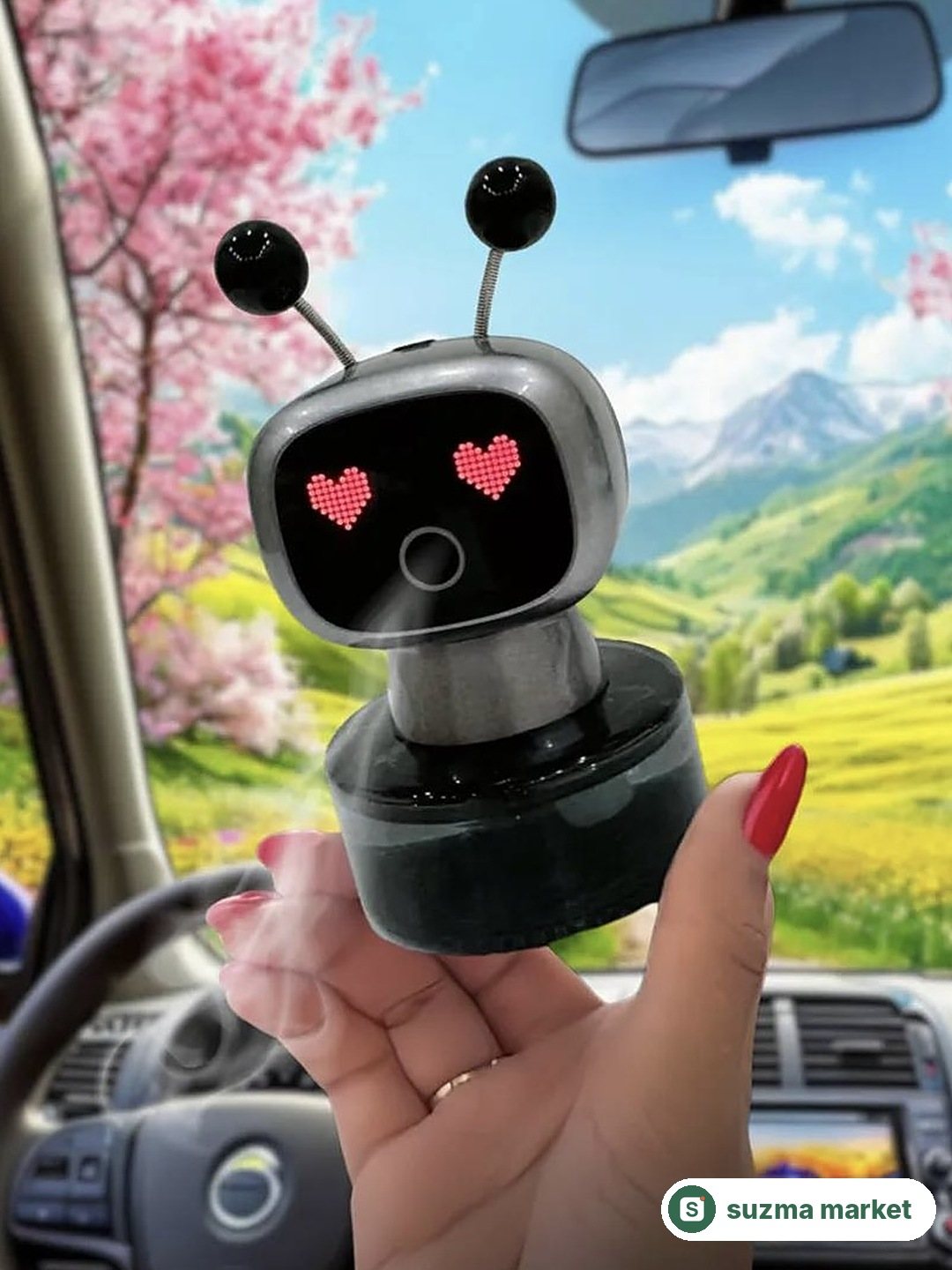 Robot shaklidagi avtomobil aromatizatori — Intellektual 4 rejimli, LED ko‘zli dizayn — rasm 2