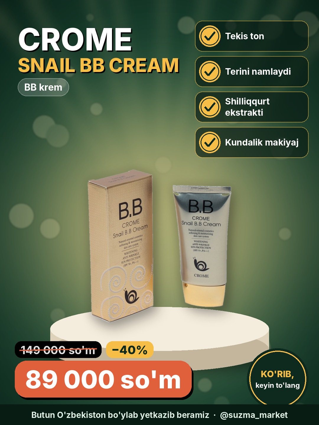 Yuz uchun CROME Snail B.B Cream (BB krem)