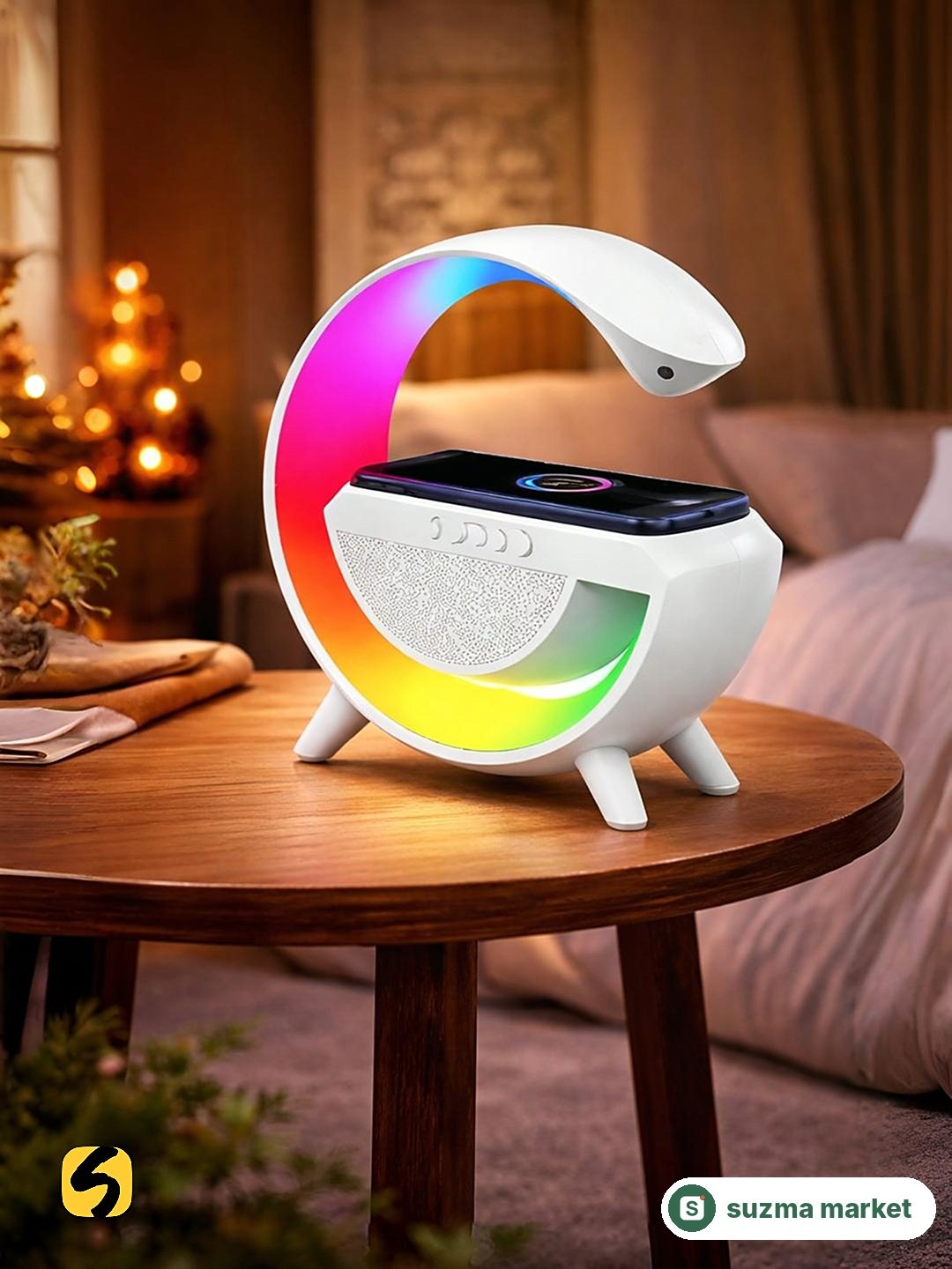 Simsiz zaryadlash va o'rnatilgan chiroqli kolonka Led Wreless Charging Speaker — rasm 2