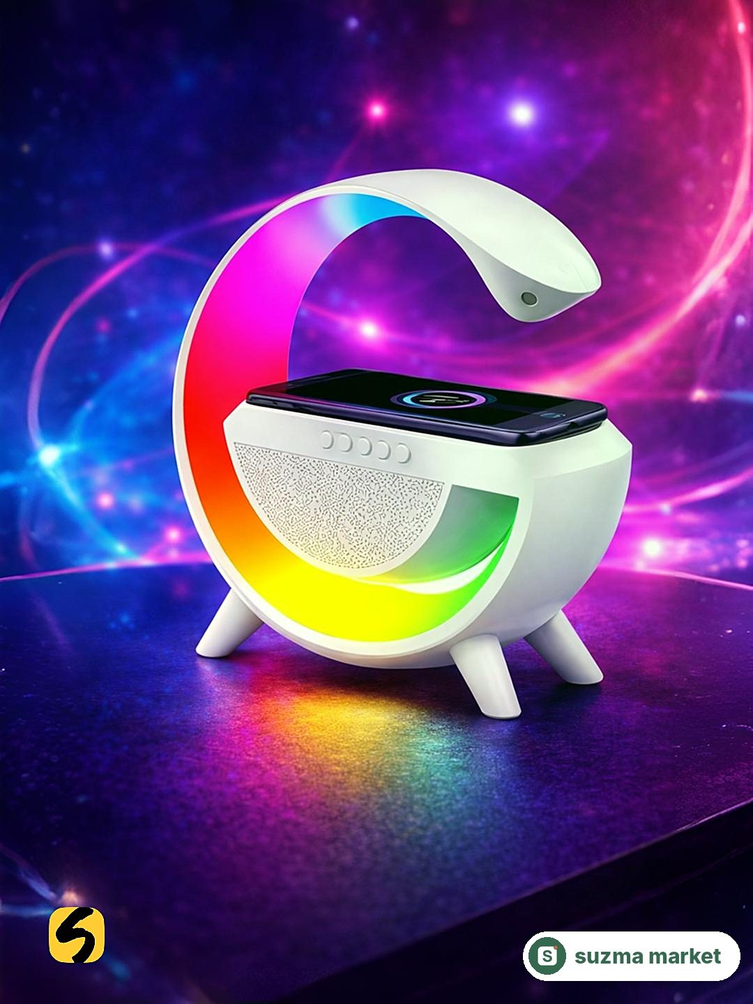 Simsiz zaryadlash va o'rnatilgan chiroqli kolonka Led Wreless Charging Speaker — rasm 4