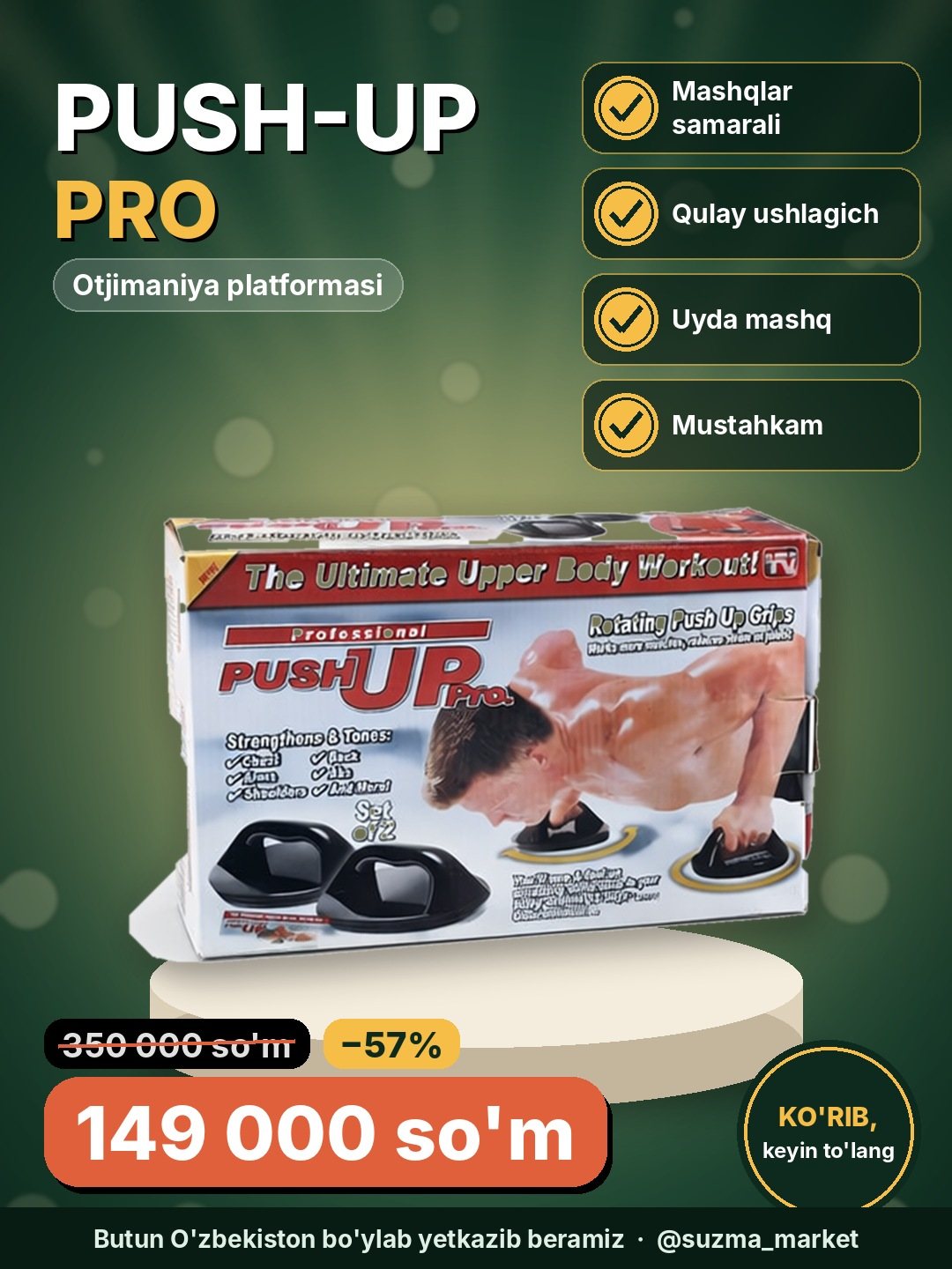 Push-Up Pro Push-Up amjimanya uchun qulay bolgan platforma