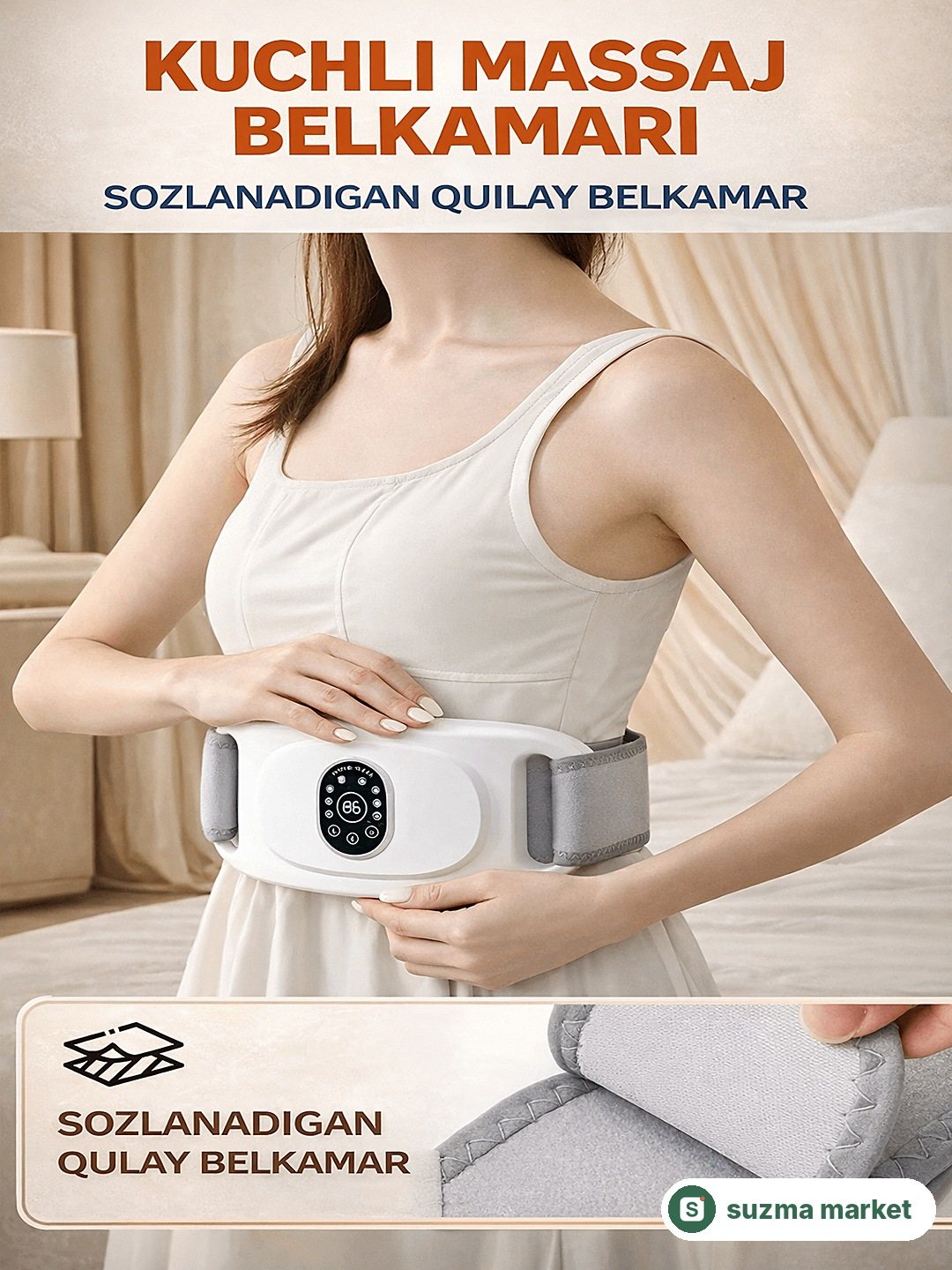 Vibro massaj belbog‘i ozish uchun infraqizil isitish 8 rejimli massajer — rasm 2