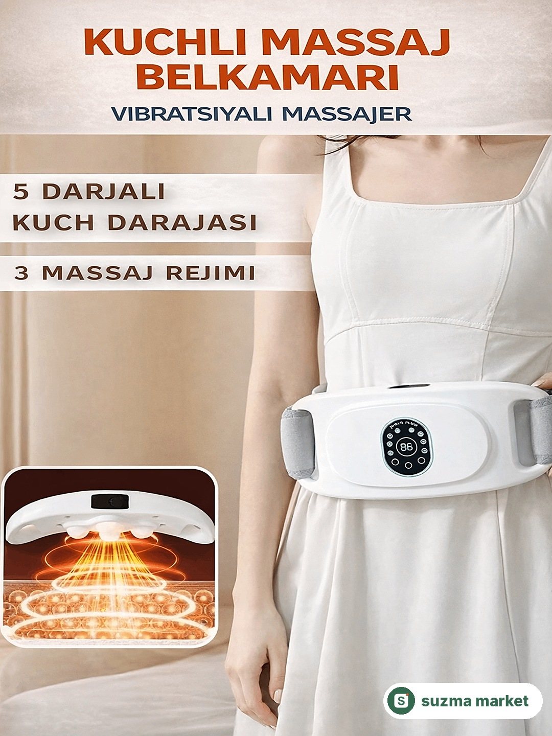 Vibro massaj belbog‘i ozish uchun infraqizil isitish 8 rejimli massajer — rasm 3