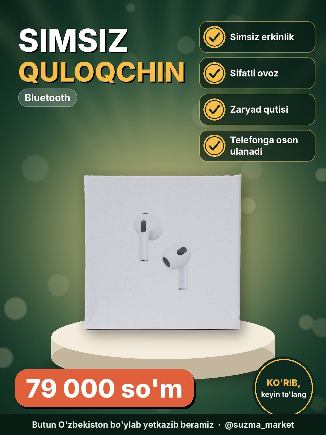 Simsiz Bluetooth Quloqchin.