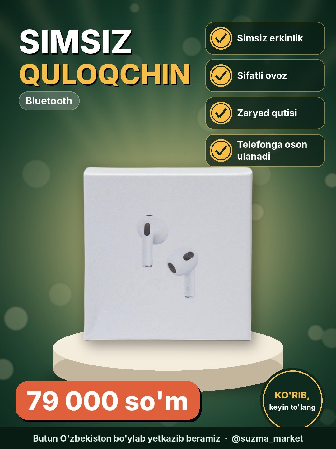 Simsiz Bluetooth Quloqchin.