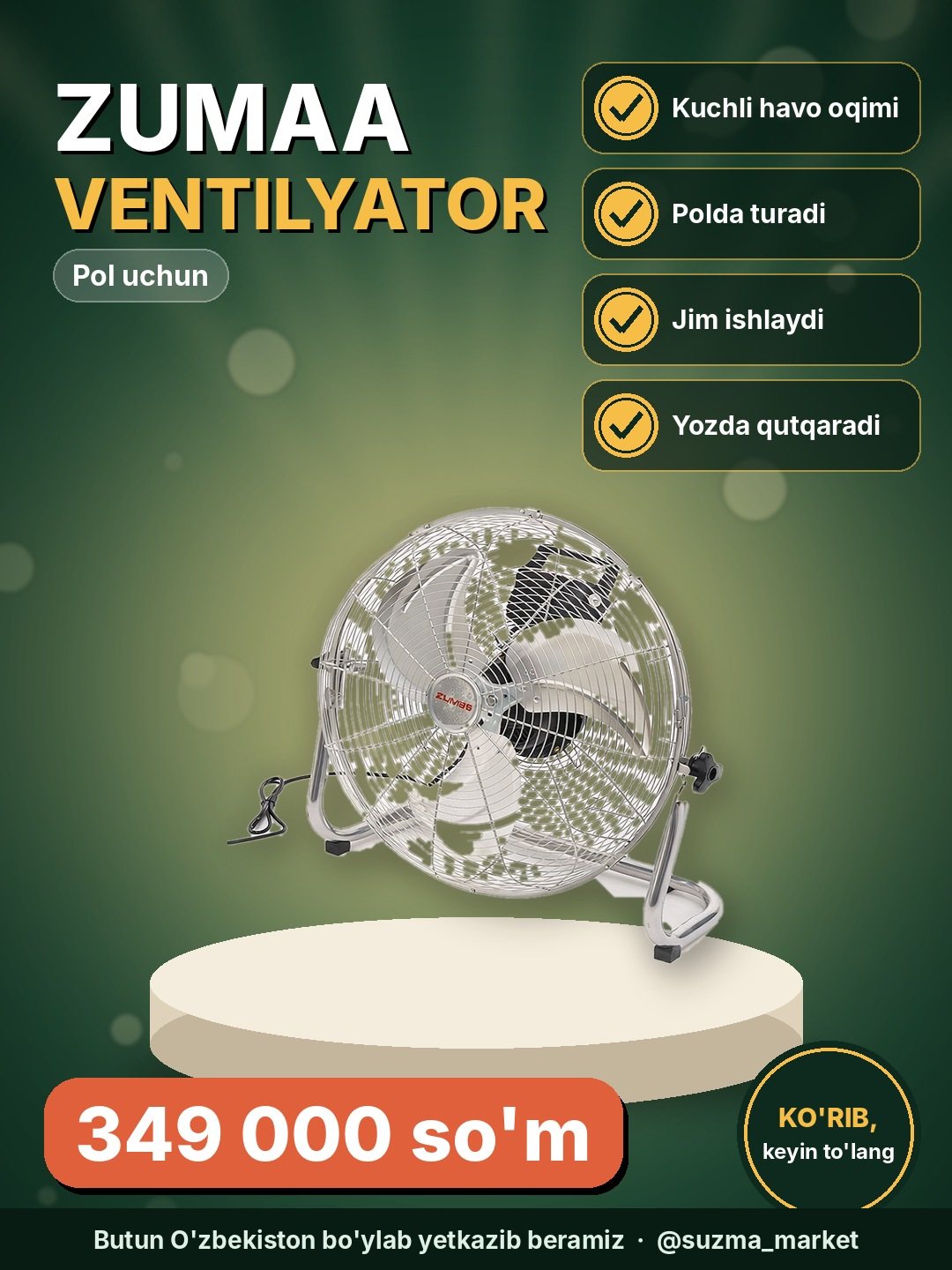 Ventilyator ZUMAA pol uchun