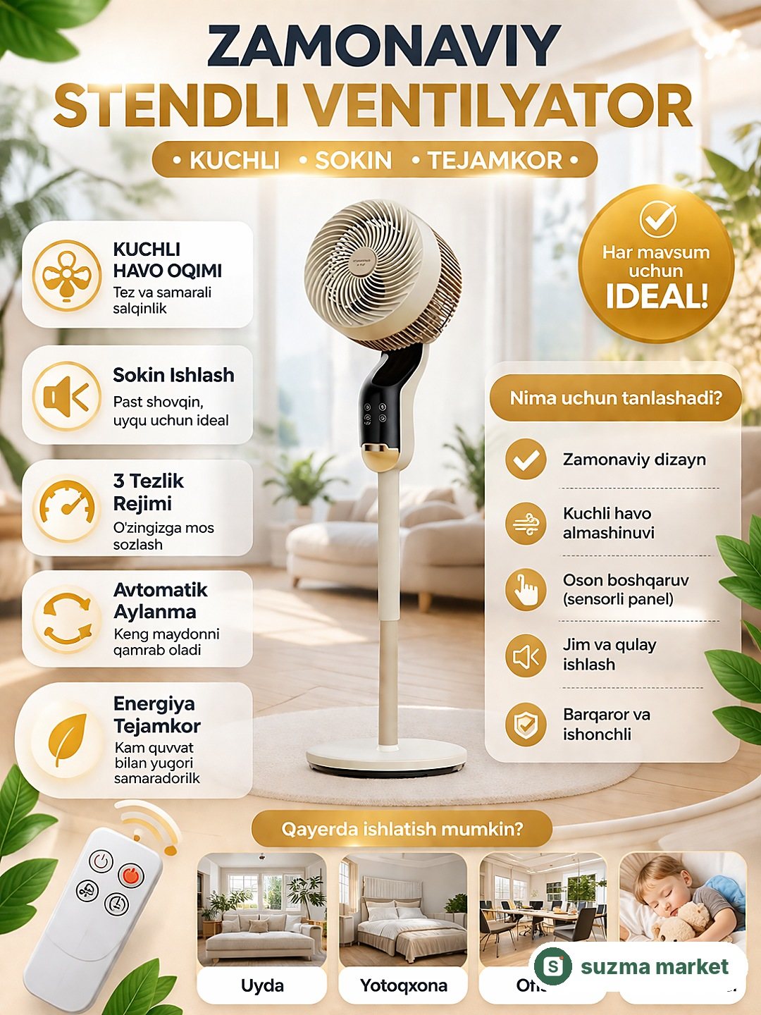 Skyworth Air Circulation Fan, zamonaviy polda turuvchi havo sirkulyatori — rasm 2