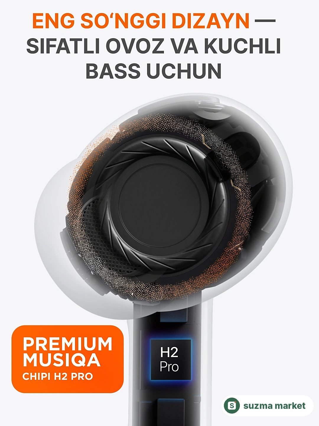 Simsiz quloqchinlar Pods Pro 2 Premium, sensorli, iPhone va Android uchun naushnik — rasm 2