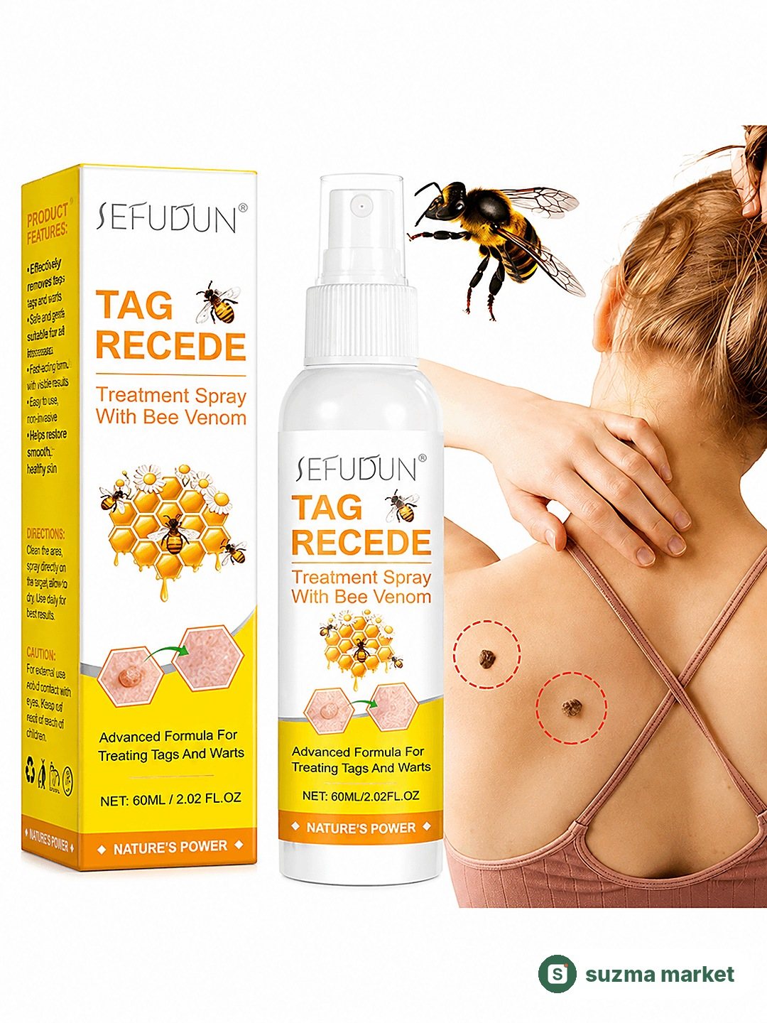 Bee Venom Skin Tag Removal Spray 60 ml — teri osig‘i va xollar uchun parvarish spreyi — rasm 3