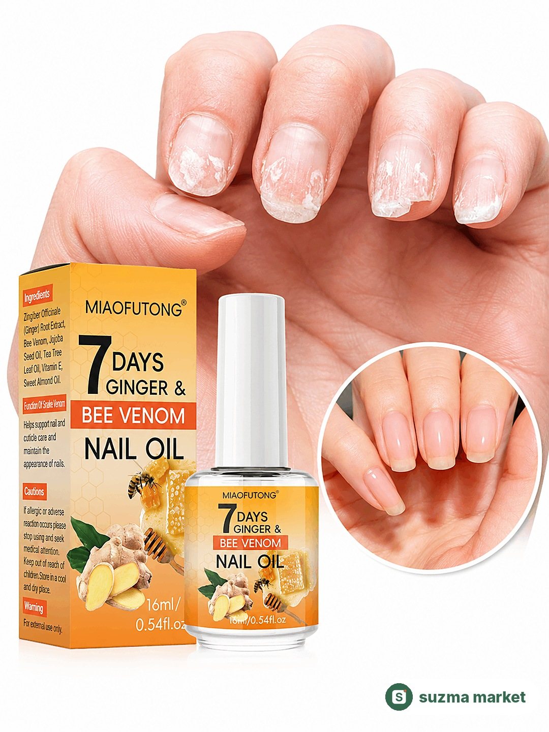 Zanjabil va ari zahridan tirnoqlar va kesikulalar uchun tabiiy vitamin moy, 7 DAYS, 16 ml — rasm 2