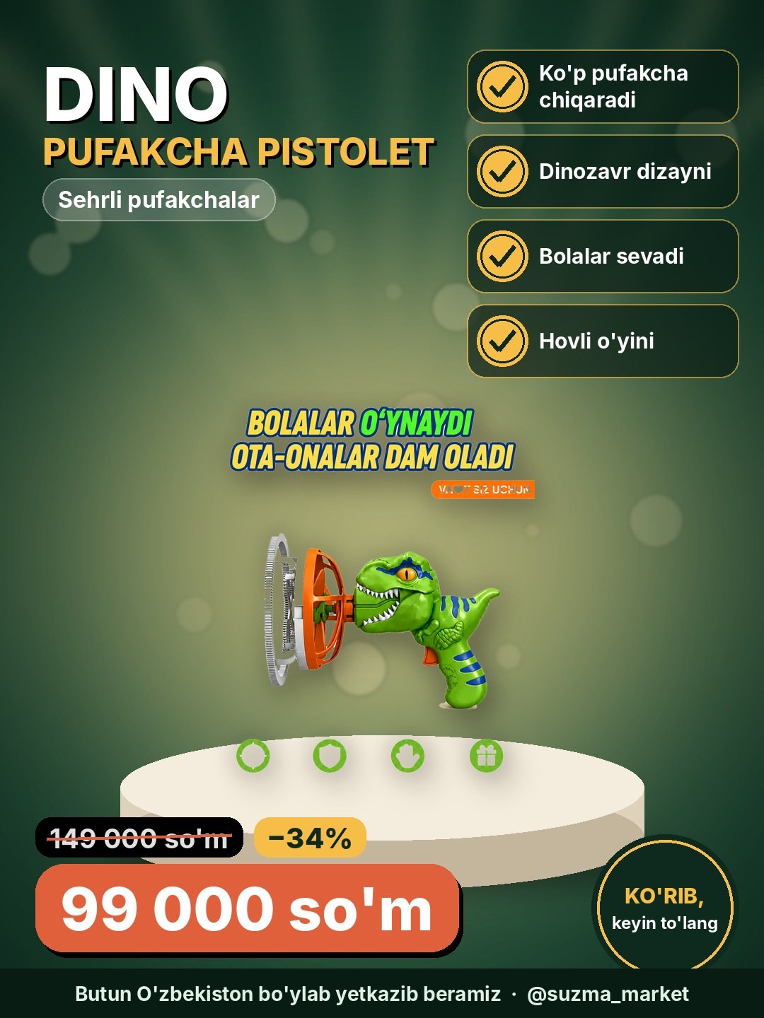 Sehrli Dino Pufakcha Pistoleti