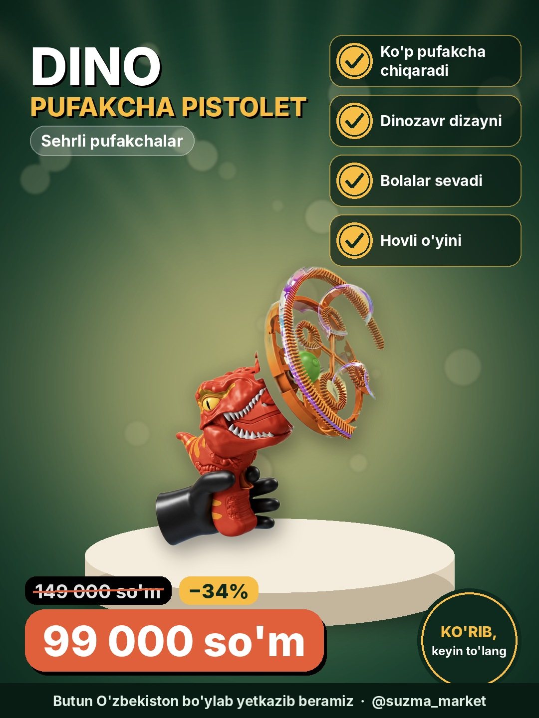 Sehrli Dino Pufakcha Pistoleti