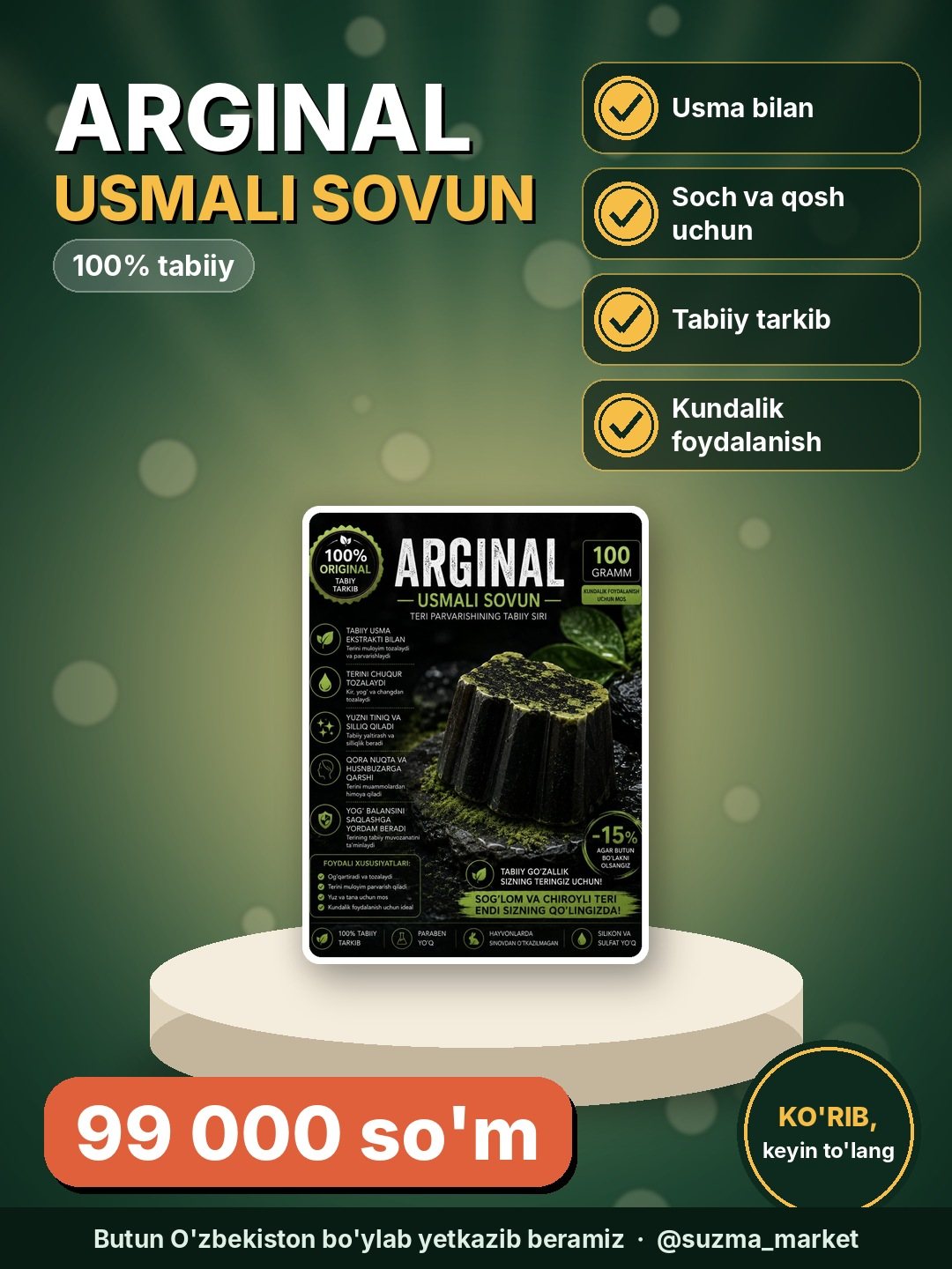 100% ARGINAL Usmali Sovun