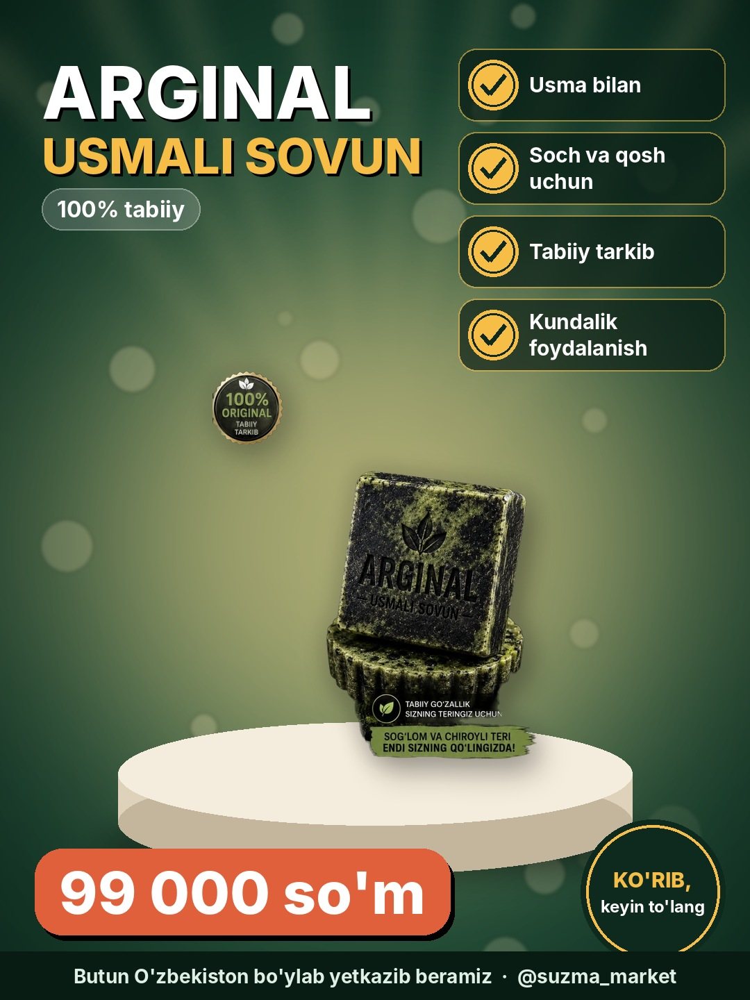 100% ARGINAL Usmali Sovun