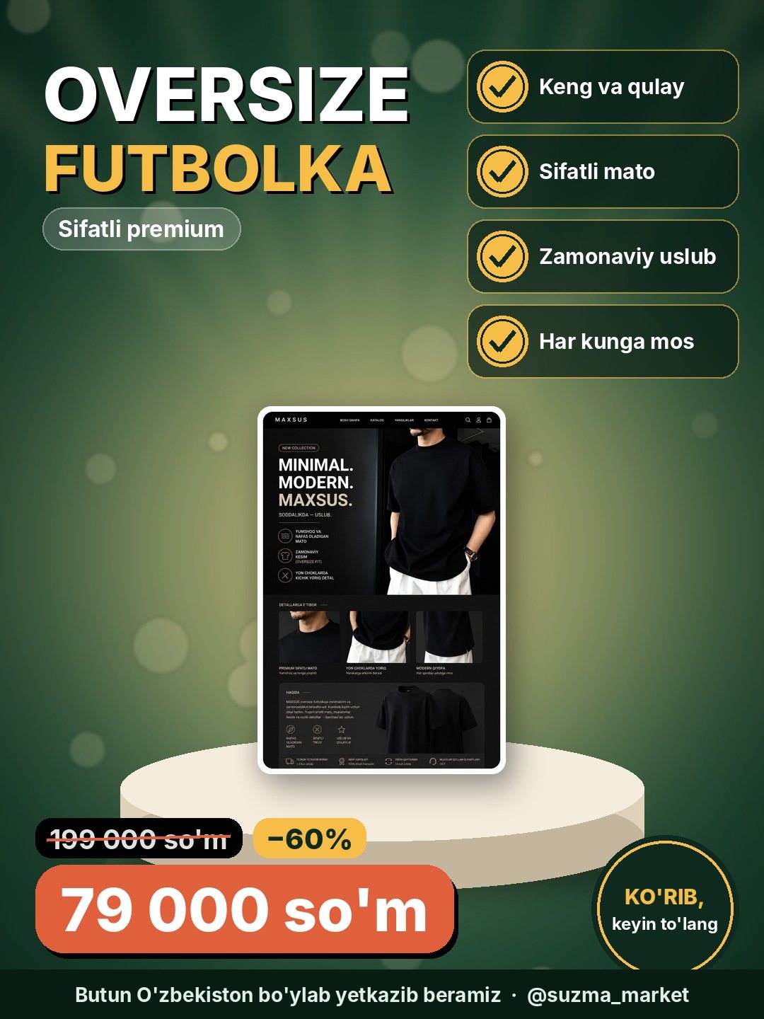 Sifatli Premium Oversize Futbolka