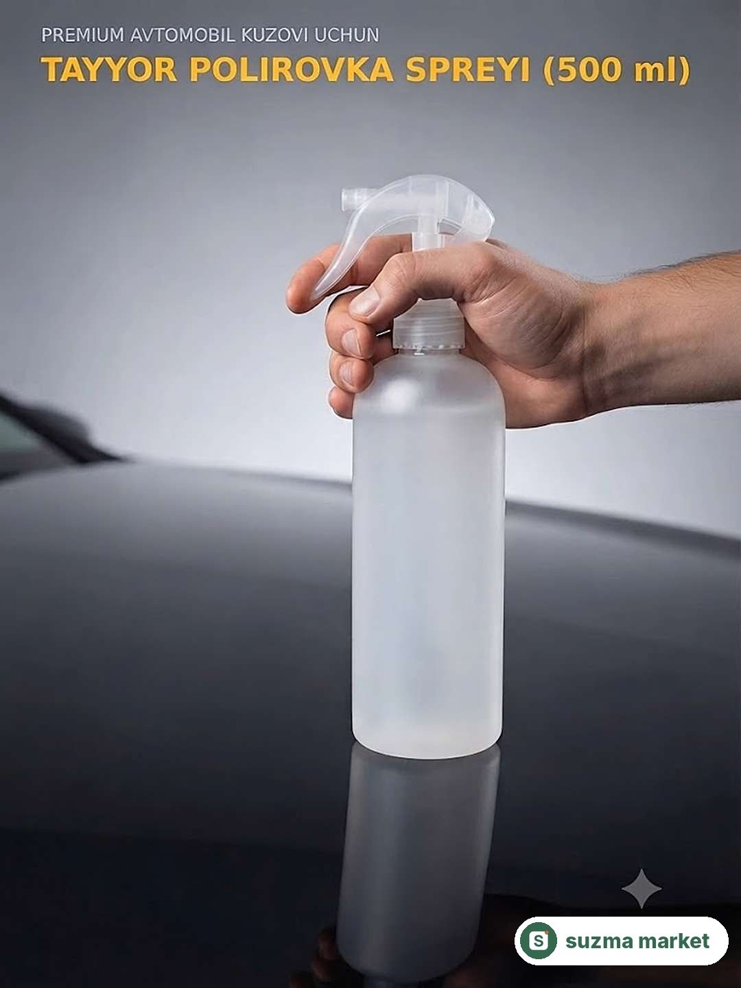 Avtomobil uchun tayyor polirovka spreyi 500 ml, kuzovni yaltiroqlashtiruvchi va himoya qiluvchi vosi — rasm 3