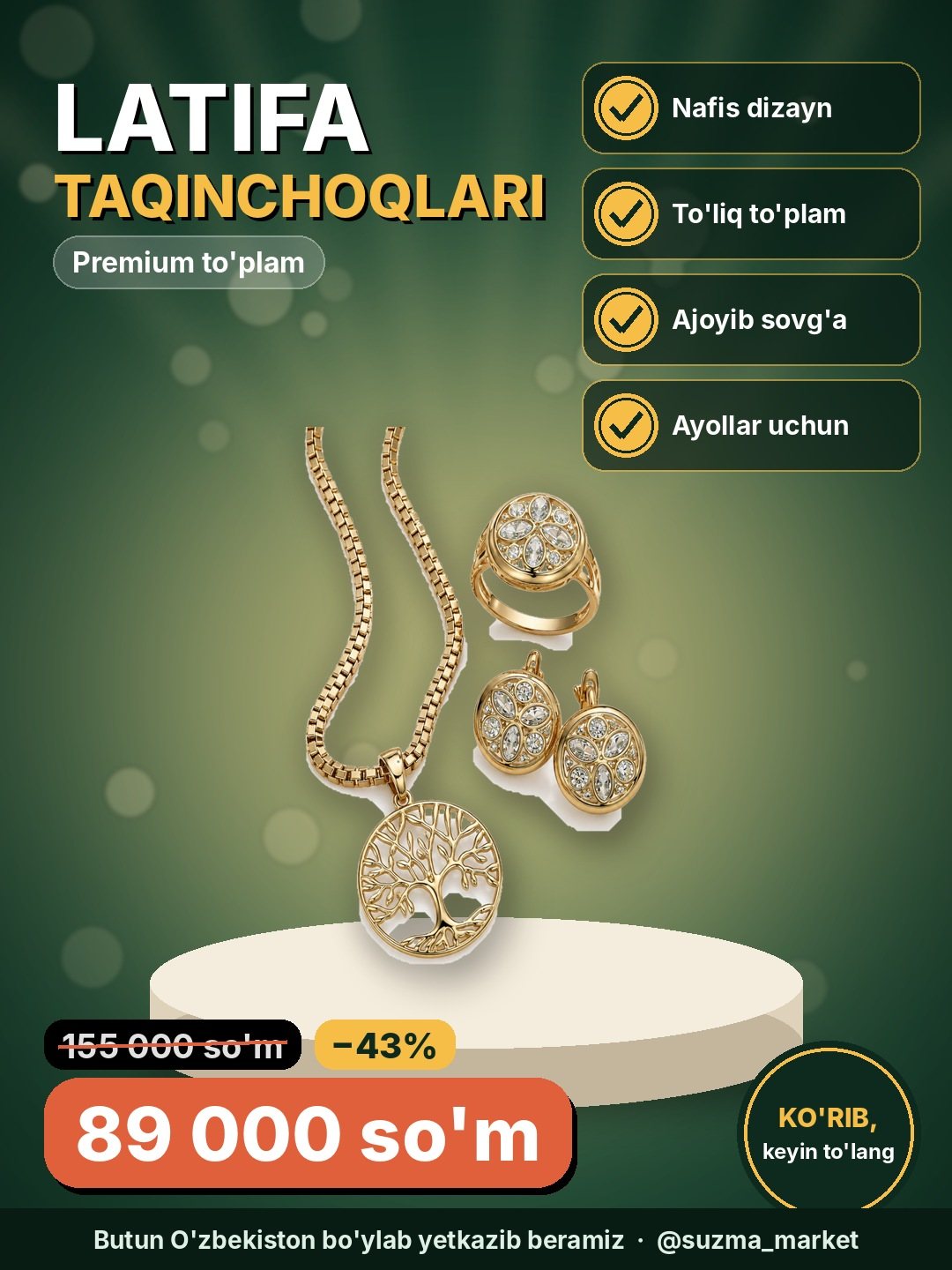 “Latifa” premium taqinchoqlar to‘plami