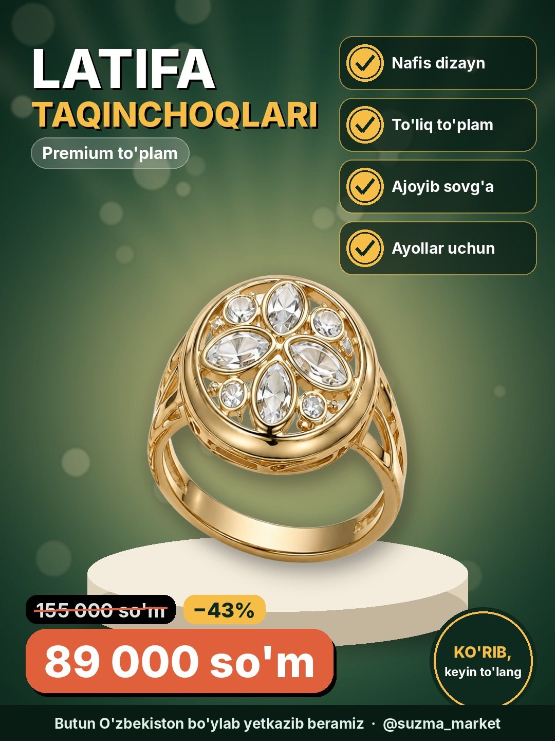 “Latifa” premium taqinchoqlar to‘plami
