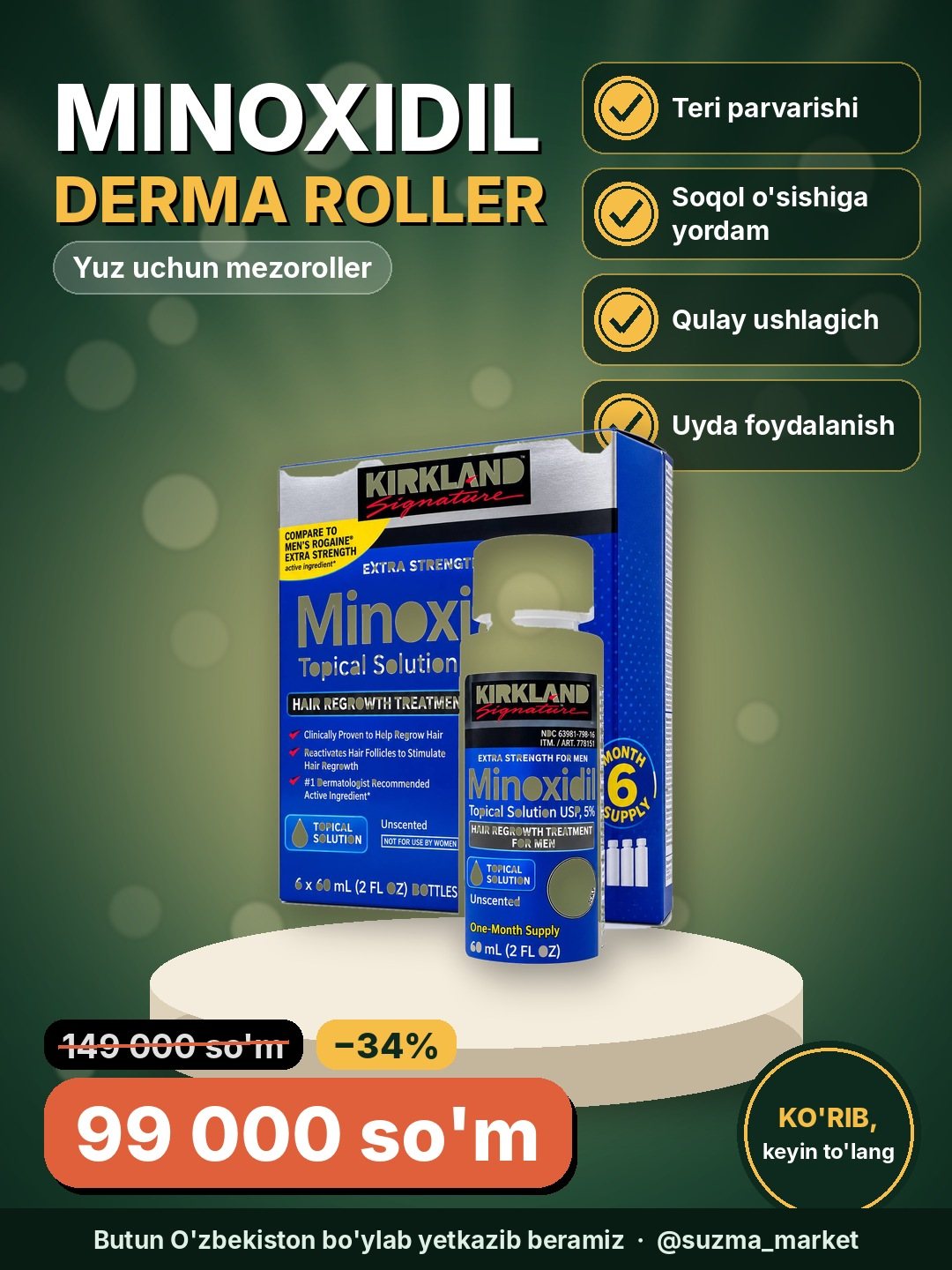 Minoxidil Derma Roller System yuz uchun mezoroller