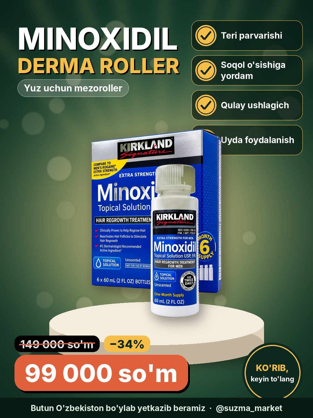 Minoxidil Derma Roller System yuz uchun mezoroller