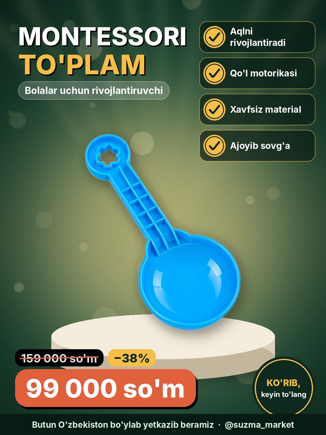 Bolalar uchun montessor Rivojlantiruvchi To‘plam