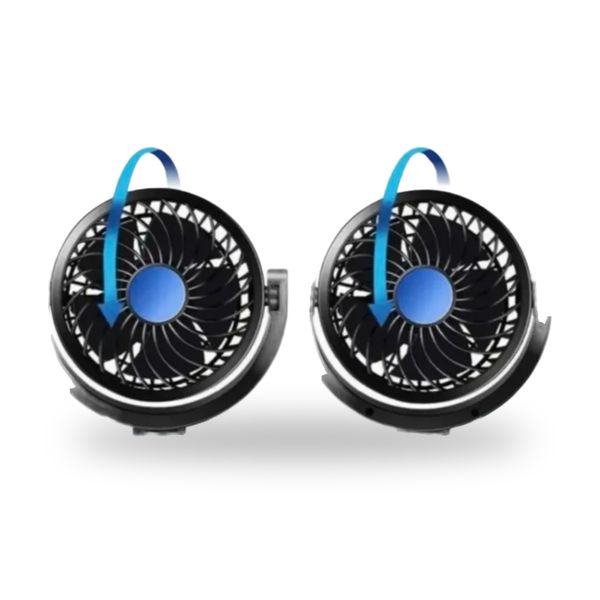 USB avtomobil ventilyatori, ikki boshli, 360° aylanuvchi, sokin ishlovchi